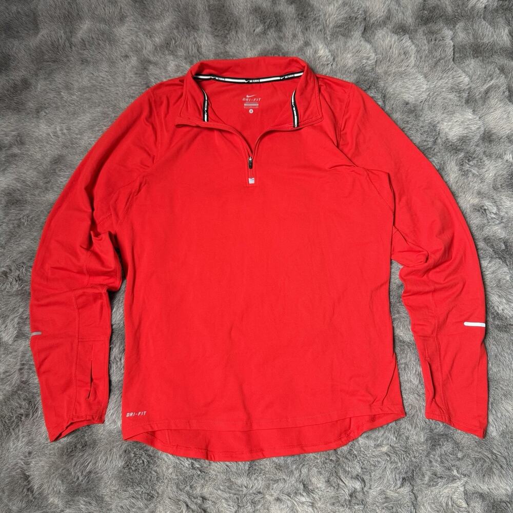 Nike Dri-fit Running Red Long Sleeve Element Shirt Lightweight 1/4 Zip Sz Small